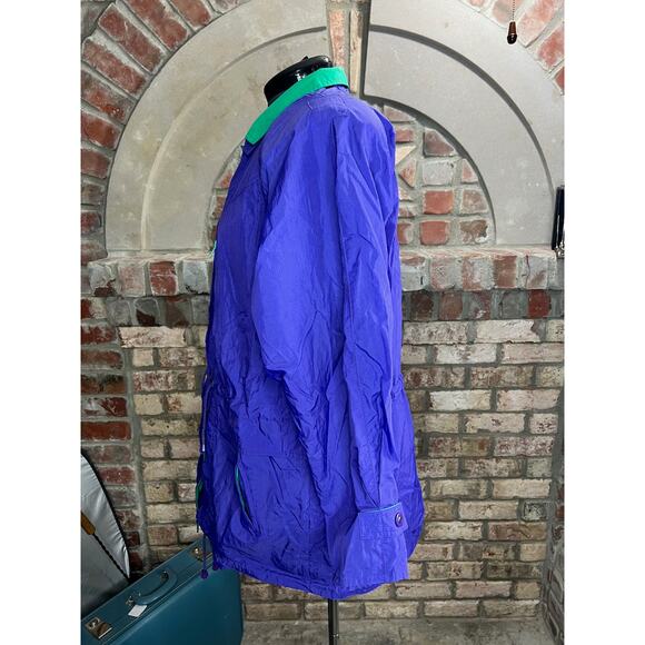 cobblestone jacket windbreaker green purple 1980s snap front double collar - Picture 10 of 15
